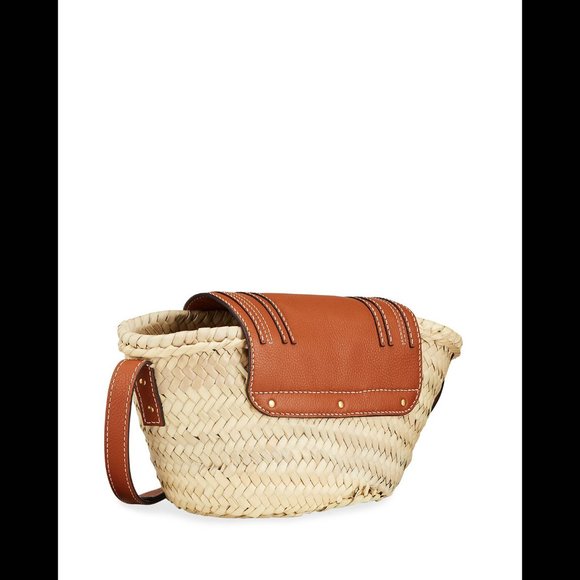 Chloe Woven Cream and Tan Crossbody Bag - Picture 2 of 9